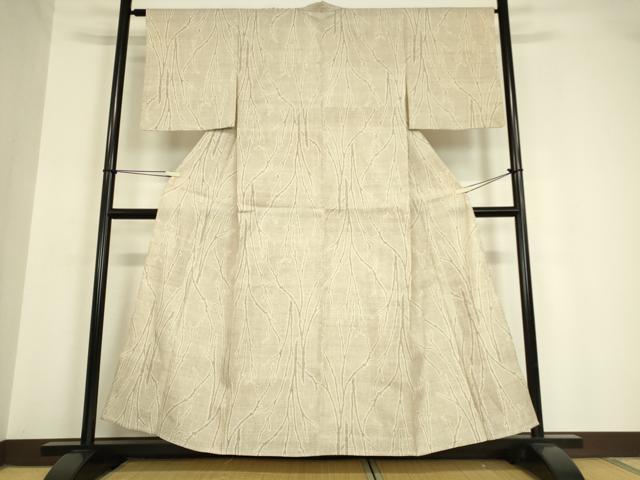 平和屋着物▽結城紬 単衣 樹木文 100亀甲 正絹 逸品 DAAV5676az