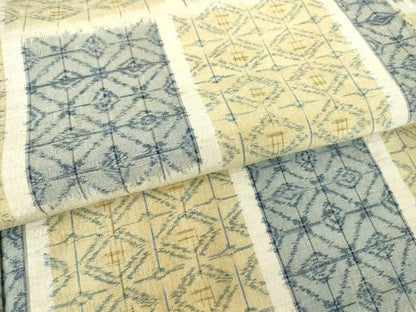 平和屋着物▽上質な紬 単衣 市松吉祥文 正絹 逸品 DAAV5662az