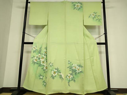 平和屋着物▽訪問着 単衣 枝花文 手描き 正絹 逸品 DAAV5578az