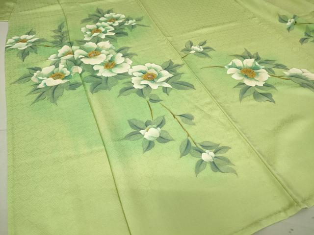 平和屋着物▽訪問着 単衣 枝花文 手描き 正絹 逸品 DAAV5578az