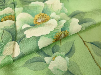 平和屋着物▽訪問着 単衣 枝花文 手描き 正絹 逸品 DAAV5578az