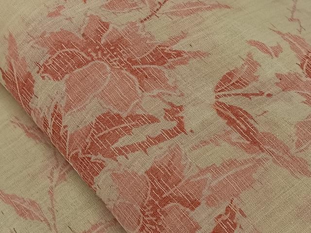 平和屋着物＊夏物　本場小千谷ちぢみ　反物　草花文　証紙付き　着尺　麻　逸品　未使用　CAAX3295qv