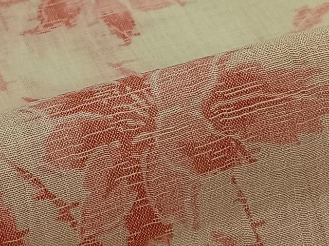 平和屋着物＊夏物　本場小千谷ちぢみ　反物　草花文　証紙付き　着尺　麻　逸品　未使用　CAAX3295qv