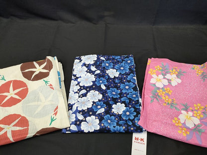 平和屋本店■浴衣 まとめて 3点 花柄 朝顔 ハイビスカス R.KIKUCHIブランド など 着用可能多数 未使用品あり ppp2540 km