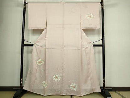平和屋着物▽訪問着　単衣　駒刺繍　花唐草文　金彩　正絹　逸品　DAAV9977sf