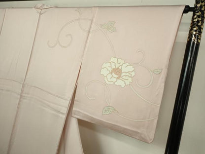平和屋着物▽訪問着　単衣　駒刺繍　花唐草文　金彩　正絹　逸品　DAAV9977sf
