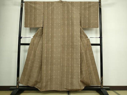 平和屋着物▽上質な紬 単衣 絣文様 正絹 逸品 DAAW9976sf