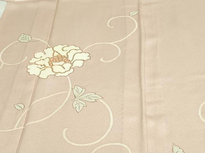 平和屋着物▽訪問着　単衣　駒刺繍　花唐草文　金彩　正絹　逸品　DAAV9977sf