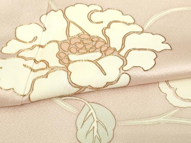 平和屋着物▽訪問着　単衣　駒刺繍　花唐草文　金彩　正絹　逸品　DAAV9977sf