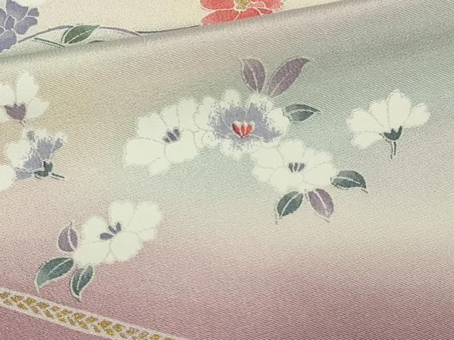 平和屋着物▽訪問着 単衣 結び紐花文 暈し染め 金彩 正絹 逸品 DAAV9981sf