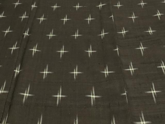 平和屋着物▽上質な紬 単衣 十字絣 正絹 逸品 DAAV9984sf