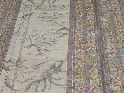平和屋着物▽上質な紬 単衣 更紗草花文 正絹 逸品 DAAV9983sf