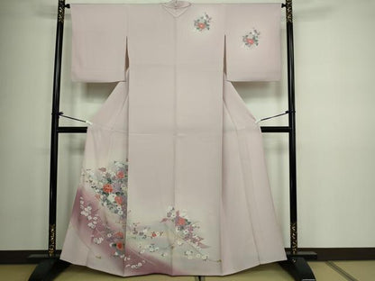 平和屋着物▽訪問着 単衣 結び紐花文 暈し染め 金彩 正絹 逸品 DAAV9981sf