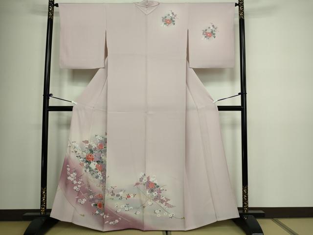 平和屋着物▽訪問着 単衣 結び紐花文 暈し染め 金彩 正絹 逸品 DAAV9981sf