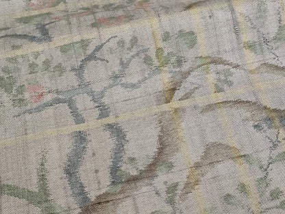 平和屋着物▽上質な紬 単衣 更紗草花文 正絹 逸品 DAAV9983sf