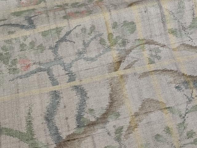 平和屋着物▽上質な紬 単衣 更紗草花文 正絹 逸品 DAAV9983sf
