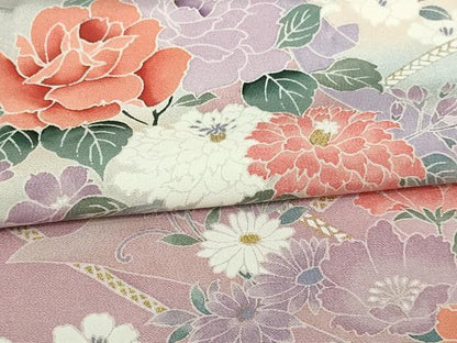 平和屋着物▽訪問着 単衣 結び紐花文 暈し染め 金彩 正絹 逸品 DAAV9981sf