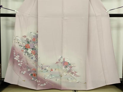 平和屋着物▽訪問着 単衣 結び紐花文 暈し染め 金彩 正絹 逸品 DAAV9981sf