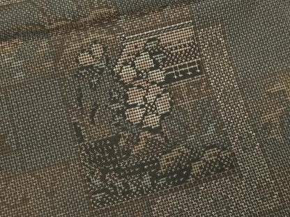 平和屋着物▽本場大島紬 単衣 9マルキ 風景草花文 正絹 逸品 DAAV9990sf