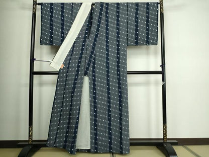 平和屋着物▽久留米絣　単衣　変わり格子　綿　逸品　DAAV9994sf