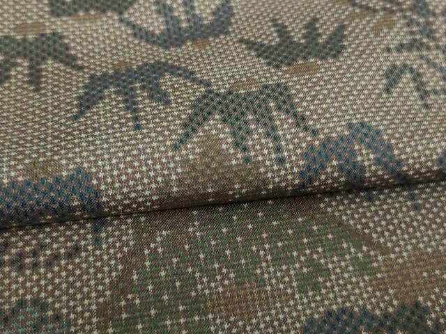 平和屋着物▽本場大島紬　単衣　9マルキ　草葉文　正絹　逸品　DAAW9163sf