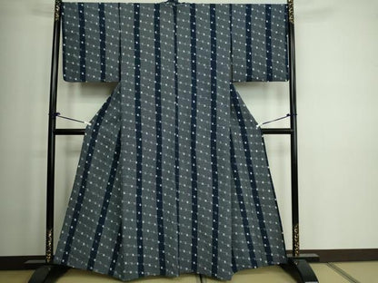 平和屋着物▽久留米絣　単衣　変わり格子　綿　逸品　DAAV9994sf