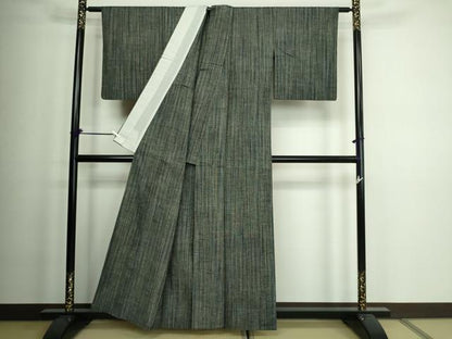 平和屋着物▽上質な紬　単衣　間道　正絹　逸品　DAAV9997sf