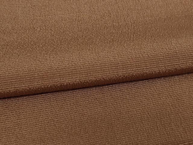 平和屋着物▽上質な色無地 単衣 お召縮緬 焦茶色 正絹 逸品 DAAW9162sf