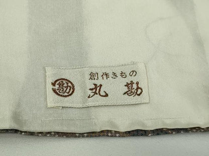 平和屋着物▽本場大島紬　単衣　9マルキ　草葉文　正絹　逸品　DAAW9163sf