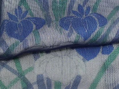 平和屋着物▽訪問着 無双 紗袷 紗×絽 草花文 正絹 逸品 DAAW9172sf