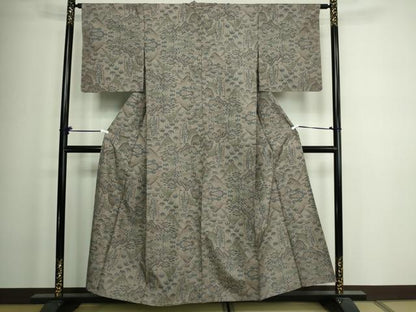 平和屋着物▽本場大島紬　単衣　9マルキ　草葉文　正絹　逸品　DAAW9163sf