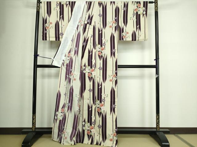 平和屋着物▽リョウコキクチ　Ryoko Kikuchi　小紋　単衣　草花文　洗える着物　DAAW9174sf 平和屋着物▽リョウコキクチ Ryoko Kikuchi 小紋 単衣 草花文 洗える