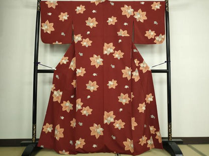 平和屋着物▽小紋 単衣 舞花文 洗える着物 DAAW9173sf