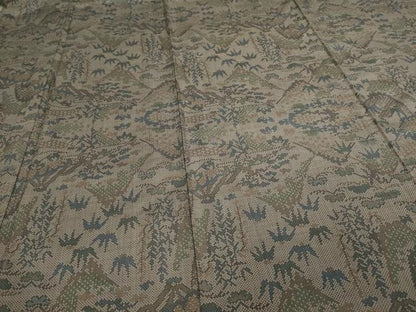 平和屋着物▽本場大島紬　単衣　9マルキ　草葉文　正絹　逸品　DAAW9163sf