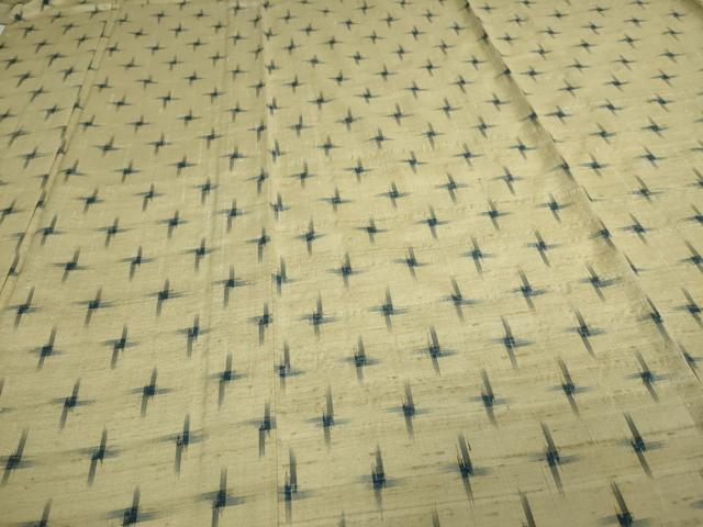 平和屋着物▽上質な紬 単衣 絣文様 正絹 逸品 DAAV9996sf