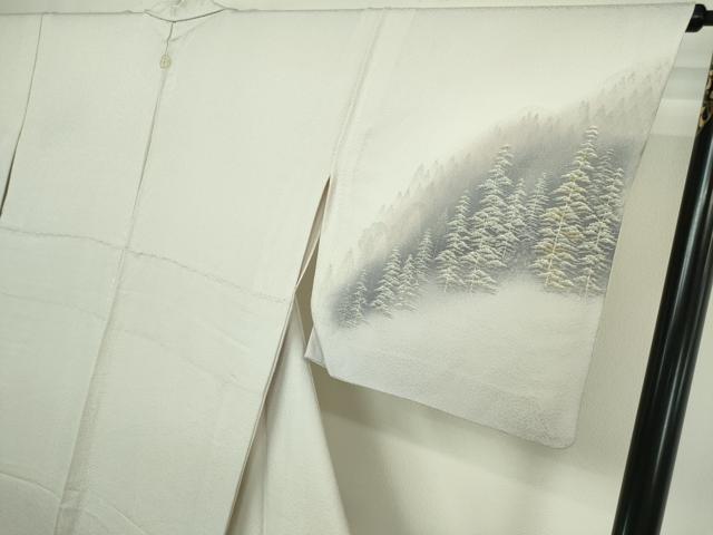 平和屋着物▽訪問着 単衣 風景飛鶴文 暈し染め 銀彩 正絹 逸品 DAAW9168sf
