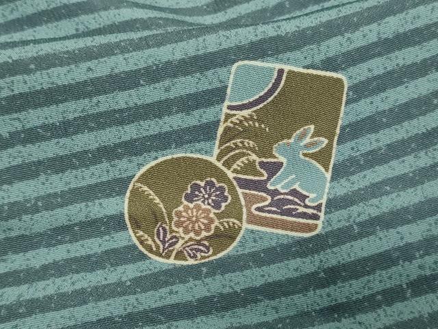 平和屋着物▽小紋 単衣 兎 草花文 洗える着物 DAAW9184sf