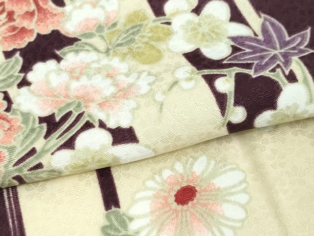 平和屋着物▽リョウコキクチ Ryoko Kikuchi 小紋 単衣 草花文 洗える着物 DAAW9174sf