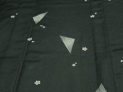 平和屋着物▽小紋 単衣 舞花文 黒地 洗える着物 DAAW9179sf