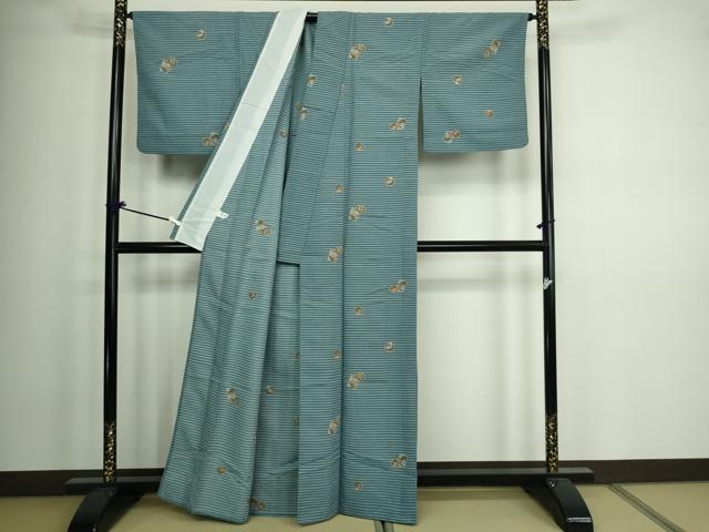 平和屋着物▽小紋 単衣 兎 草花文 洗える着物 DAAW9184sf