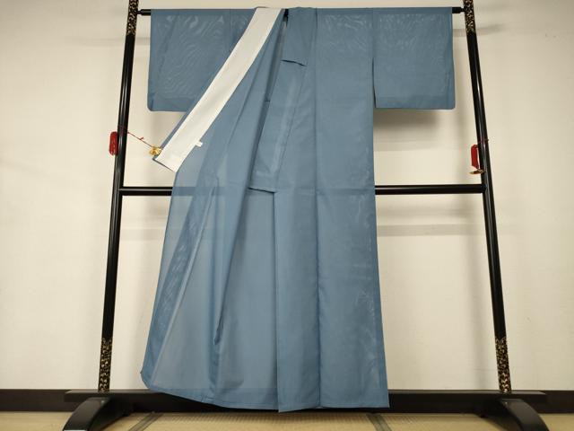 平和屋着物＊夏物 色無地 絽 藍鼠色 洗える着物 AABA2273jd