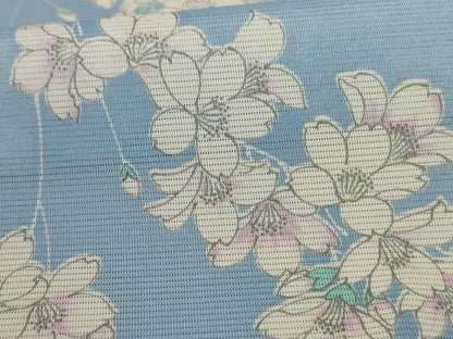 平和屋着物＊夏物 小紋 絽 桜文 洗える着物 AABA2765jd