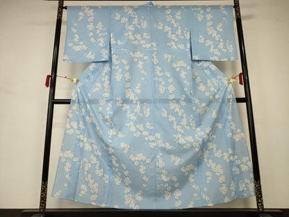 平和屋着物＊夏物 小紋 絽 桜文 洗える着物 AABA2765jd