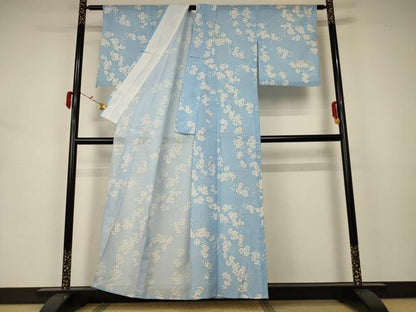 平和屋着物＊夏物 小紋 絽 桜文 洗える着物 AABA2765jd