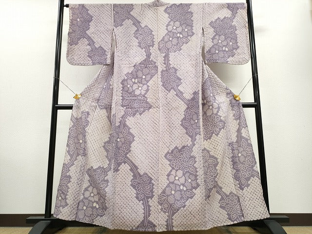 平和屋着物∴夏物 浴衣 有松鳴海絞り 蔦の葉花文 綿 逸品 CAAW0991ng
