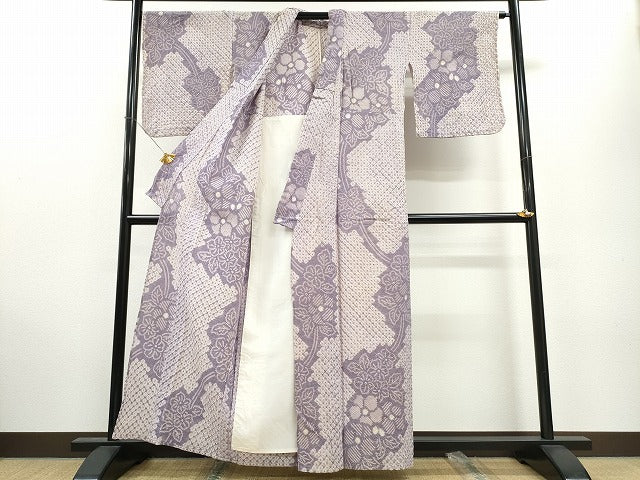 平和屋着物∴夏物 浴衣 有松鳴海絞り 蔦の葉花文 綿 逸品 CAAW0991ng