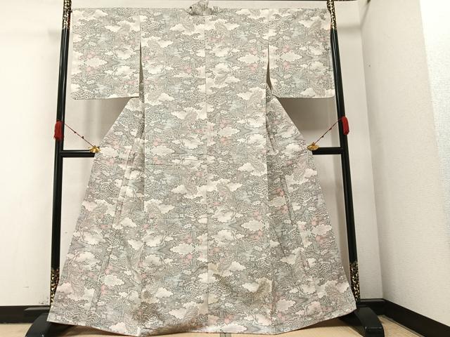 平和屋着物●上質な紬 孔雀花文 正絹 逸品 未使用 AABA1286ph