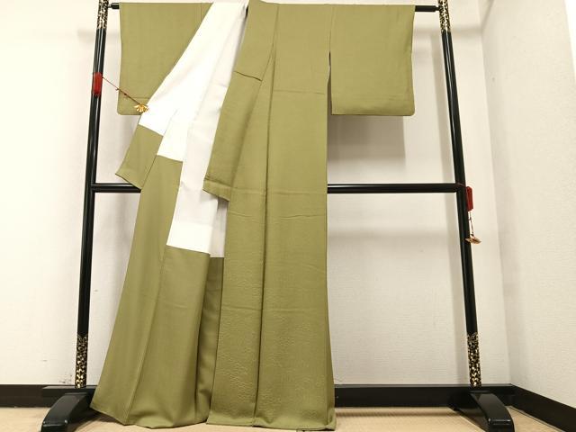 平和屋着物●上質な色無地　利休茶色　正絹　逸品　AABA1304ph