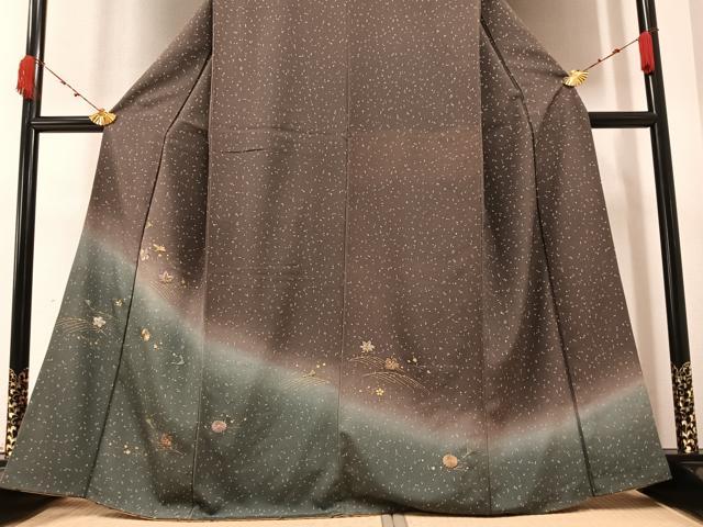 平和屋着物●訪問着　刺繍　草花文　暈し染め　金彩　正絹　逸品　AABA1303ph