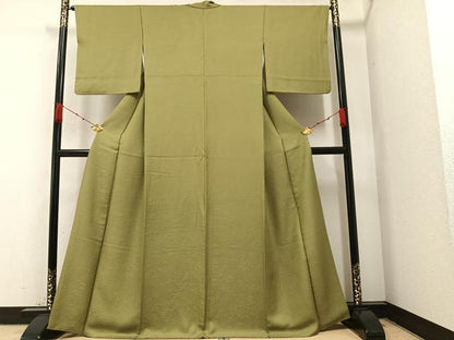 平和屋着物●上質な色無地　利休茶色　正絹　逸品　AABA1304ph